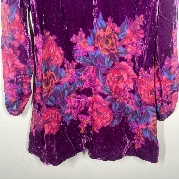 Free People womens Misha floral Burnout Velvet long sleeve Mini dress size XS - Picture 4 of 11